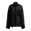 Hugo Boss Oversize-fit Blouse In Sheer Seersucker With Point Collar In Black