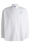 Hugo Boss Oversize-fit Blouse With Graffiti-style Logos In White