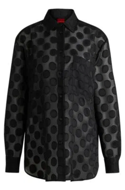 Hugo Boss Oversize-fit Blouse With Polka-dot Pattern In Patterned