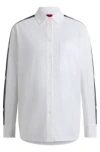 Hugo Boss Oversize-fit Blouse With Stacked-logo Tape Trims In White