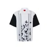 Hugo Boss Oversize-fit Cotton Shirt With Floral And Chain Print In White