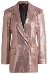 Hugo Boss Oversize-fit Sequined Jacket In Light Pink