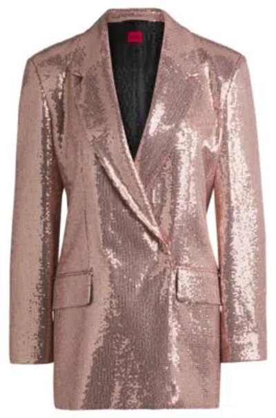 Hugo Boss Oversize-fit Sequined Jacket In Light Pink