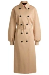 Hugo Boss Oversize-fit Cotton Trench Coat In Light Beige