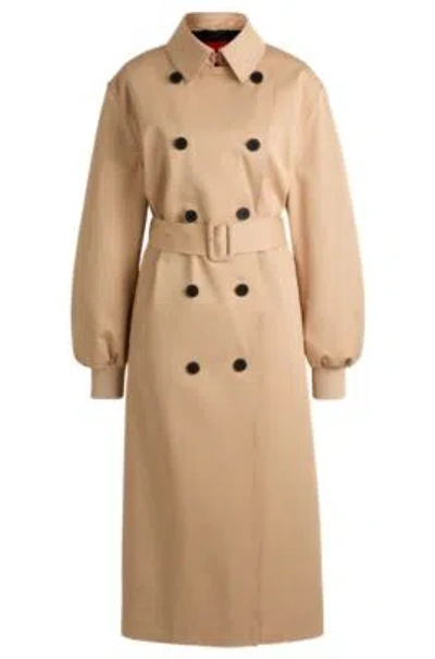 Hugo Boss Oversize-fit Cotton Trench Coat In Light Beige
