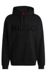 Hugo Boss Oversize-fit Hoodie In Cotton Terry With Tonal Logo In Black