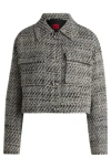 Hugo Boss Oversize-fit Jacket In Patterned Boucl With Cropped Length In Patterned