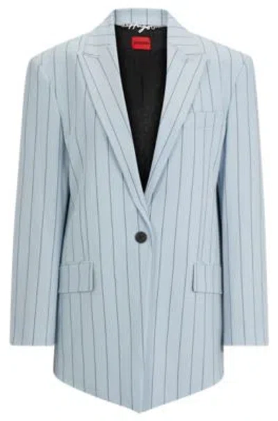 Hugo Oversize-fit Jacket In Pinstriped Stretch Fabric In Patterned