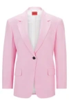 Hugo Boss Oversize-fit Jacket In Stretch Material With Linen In Pink
