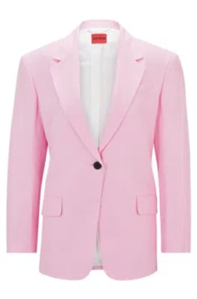 Hugo Oversize-fit Jacket In Stretch Material With Linen In Pink