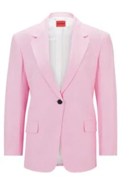 Hugo Boss Oversize-fit Jacket In Stretch Material With Linen In Pink