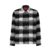 Hugo Boss Oversize-fit Overshirt In Glen-check Wool-effect Fabric In Black