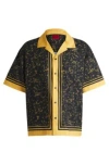 Hugo Boss Hugo Egeeno Border Stripe Camp Shirt In Gold