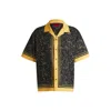 Hugo Boss Hugo Egeeno Border Stripe Camp Shirt In Gold