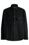 Hugo Boss Oversize-fit Shirt In Brushed Flannel In Black