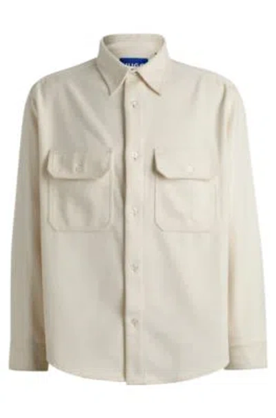 Hugo Boss Oversize-fit Shirt In Brushed Flannel In White