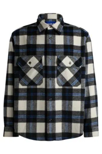 HUGO BOSS OVERSIZE-FIT SHIRT IN CHECKED BRUSHED FABRIC