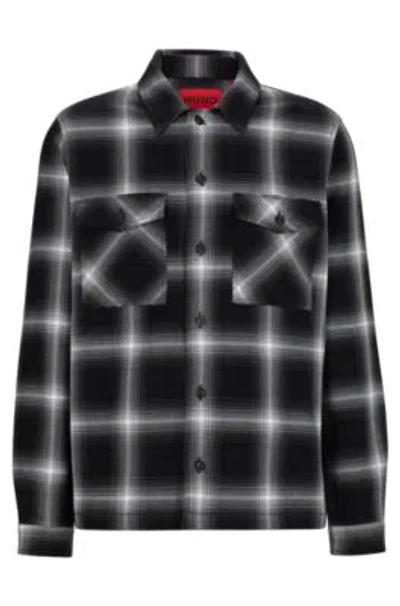 HUGO BOSS OVERSIZE-FIT SHIRT IN CHECKED COTTON TWILL