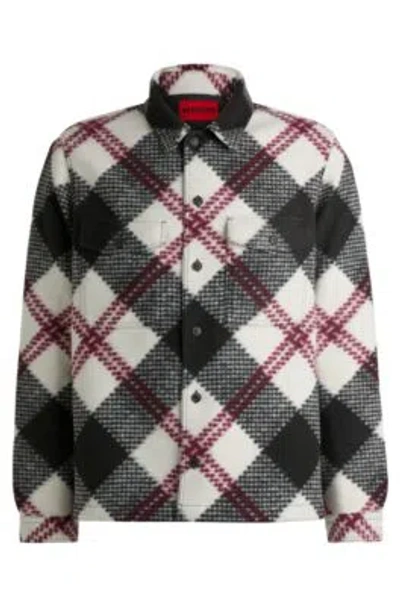 HUGO BOSS OVERSIZE-FIT SHIRT IN CHECKED FABRIC WITH FLUFFY SURFACE