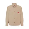 Hugo Boss Oversize-fit Shirt In Cotton Twill With Logo Label In Beige