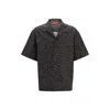 Hugo Boss Oversized-fit Shirt In Seasonal-print Cotton Poplin In Black