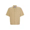 Hugo Boss Oversize-fit Shirt With Print In Beige