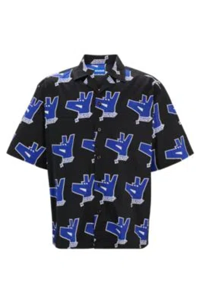 HUGO BOSS OVERSIZE-FIT SHIRT WITH PRINT