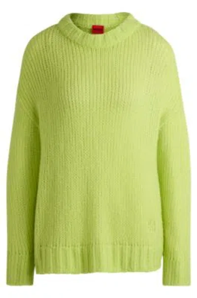 Hugo Boss Oversize-fit Sweater In Wool In Yellow