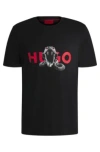 Hugo Boss Oversized-fit T-shirt In Cotton With Animal Graphic In Black