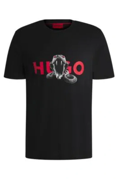HUGO BOSS OVERSIZE-FIT T-SHIRT IN COTTON WITH ANIMAL GRAPHIC