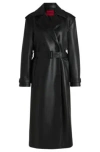 Hugo Boss Oversize-fit Trench Coat In Faux Leather In Black