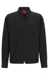 Hugo Boss Oversize-fit Zip-up Shirt With Stacked Logo Trim In Black