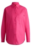 Hugo Boss Oversized-fit Blouse In Cotton Canvas With Point Collar In Pink