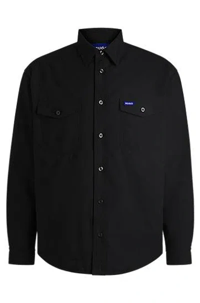 Hugo Boss Oversized-fit Padded Overshirt In Oxford Cotton In Black