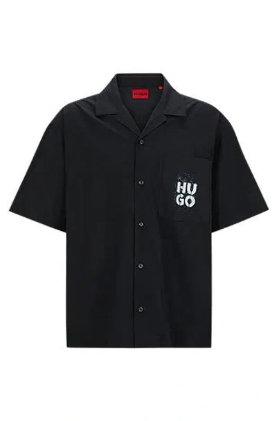 Hugo Boss Black Dropped Shoulder Shirt In 001-black