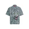 Hugo Boss Oversized Short-sleeved Shirt In Animal-print Cotton In Grey