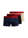 Hugo Boss Three-pack Of Stretch-cotton Trunks With Logo Waistbands