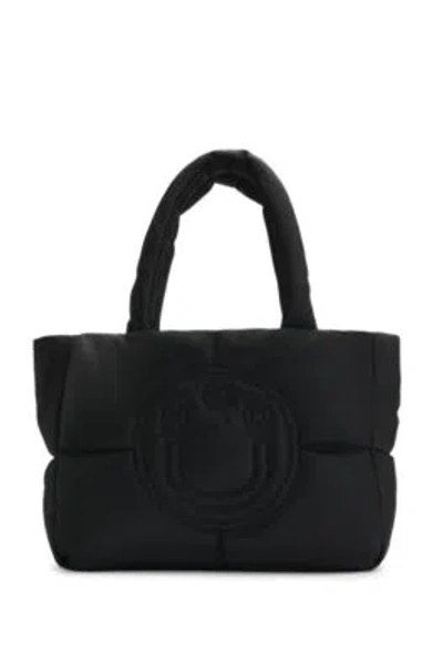 Hugo Boss Padded Tote Bag With Smiley-face Logo In Black