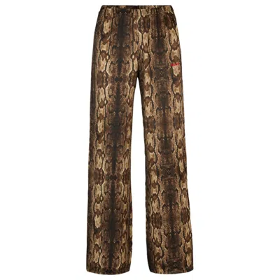 Hugo Pajama Bottoms In Satin With Snake Print In Patterned