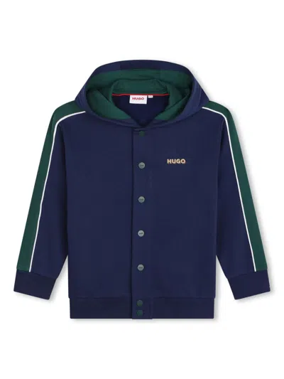 Hugo Boss Kids' Hoodie Mit Logo-print In Blau