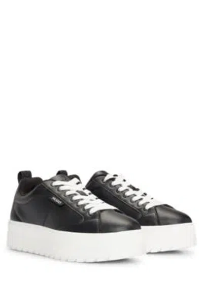 Hugo Boss Platform-sole Trainers With Logo Flag And Signature Details In Black