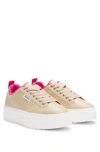 Hugo Boss Platform-sole Trainers With Logo Flag And Signature Details In Light Beige