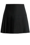 Hugo Boss Pleated Mini Skirt In A Stretch Wool Blend In Black