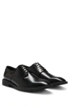 Hugo Boss Polished-leather Derby Shoes With Logo Detail In Black