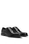 Hugo Boss Portuguese Leather Derby Shoes With Embossed Logo In Black