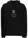 Hugo Boss Mens Black Flame Graphic-print Oversized-fit Cotton-blend Hoody In Black