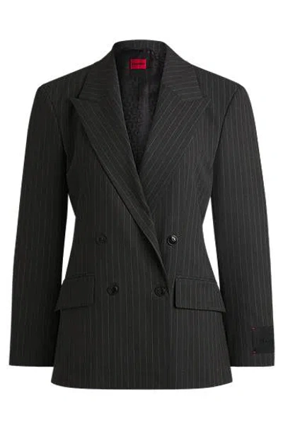 Hugo Boss Regular-fit Blazer In Pinstripe Stretch Material In Black