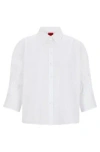 HUGO REGULAR-FIT BLOUSE IN COTTON POPLIN WITH PLEATED SLEEVES