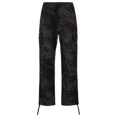 Hugo Regular-fit Cargo Trousers In Dalmatian-print Cotton In Dark Grey