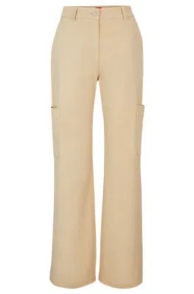 Hugo Regular-fit Cargo Trousers In Stretch Cotton In Neutral